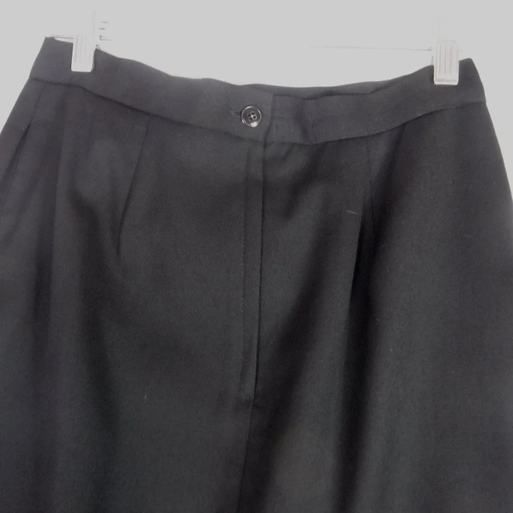 VTG Classic‎ Black Wool Blend Pencil Skirt Pleated Knee Length Size 10 Office